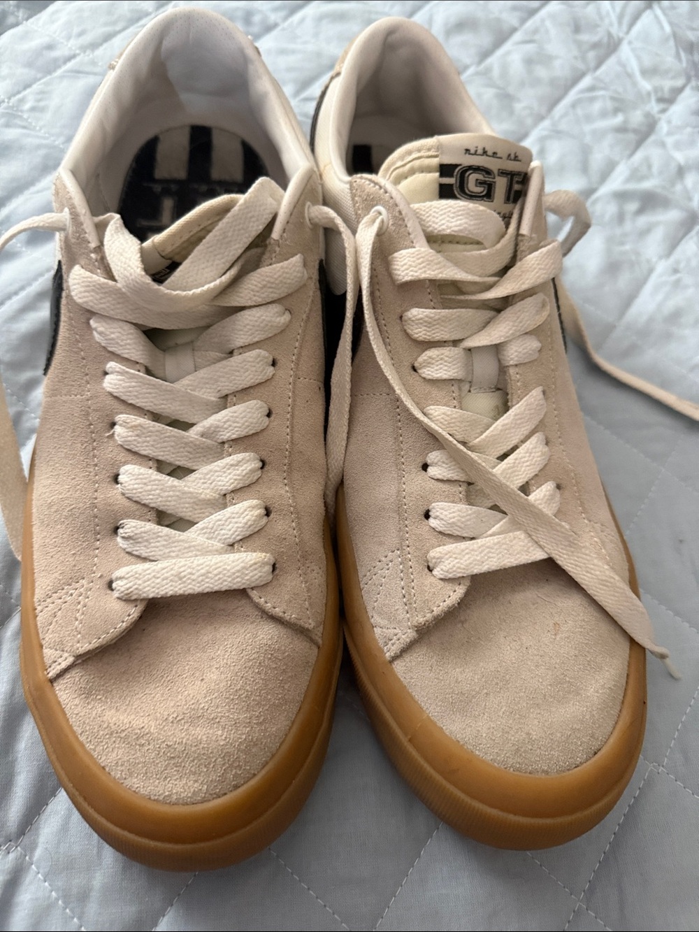 Nike Men’s Tan Suede Sneakers with Black Swoosh and Gum Sole - Picture 1 of 6